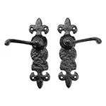 Fleur de Lis lever handle garage door hardware